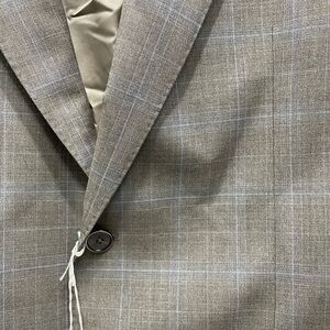 Valentino Men's Two-Piece Plaid Suit Jacket & Pants - Gray Blue 42L, 35 waist